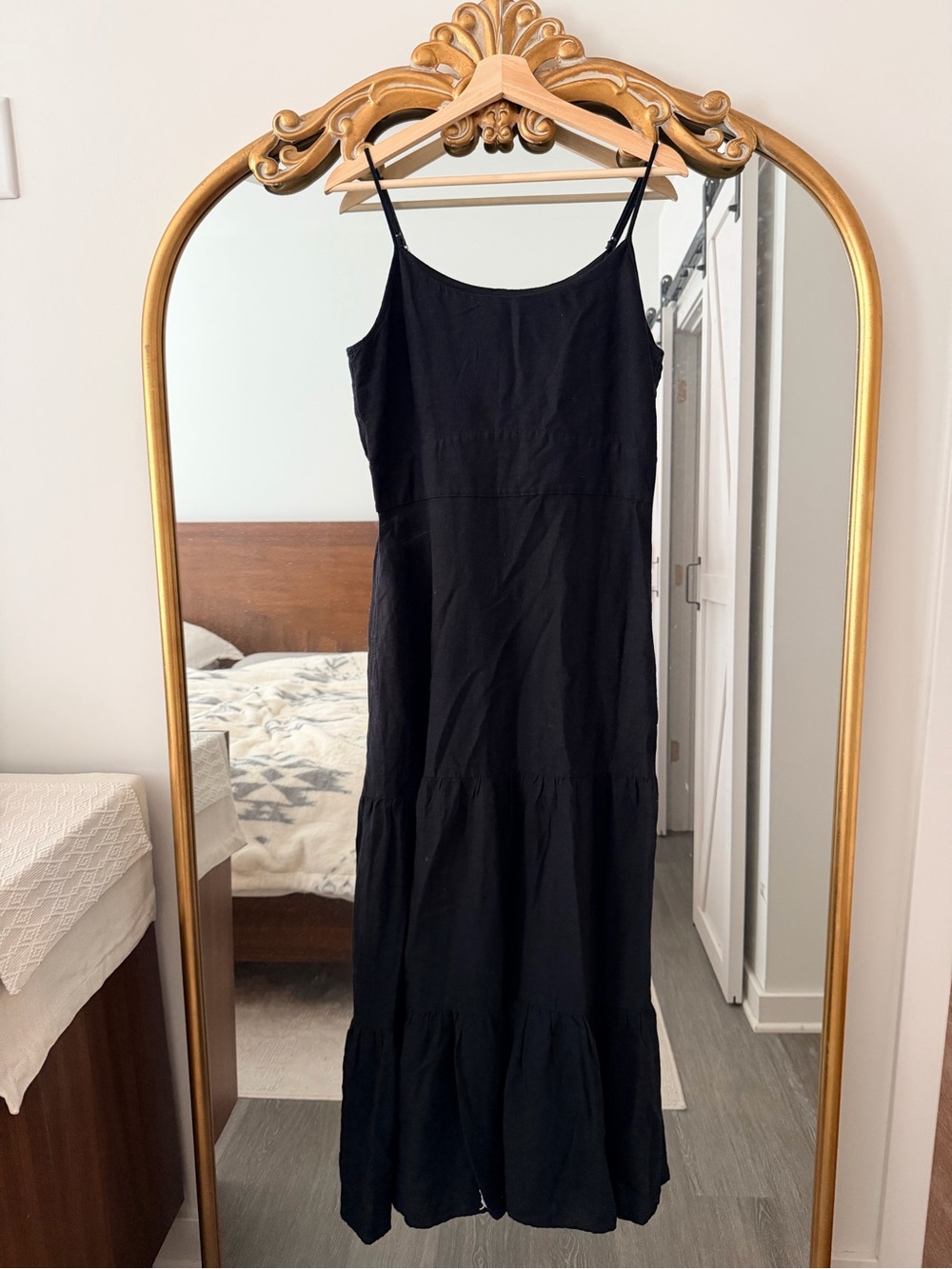 Joie Black Spaghetti-Strap Tiered Maxi Dress